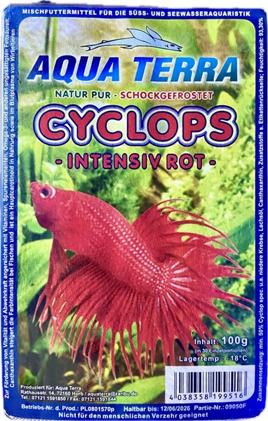 Frostfutter Cyclops 100g Blister rot mit ( Astaxanthin u. Vitamine ) 