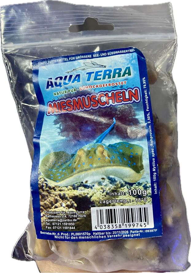 Frostfutter Miesmuscheln 100g lose im Beutel gebrüht